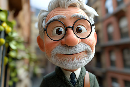Elderly Man with Round Glasses
