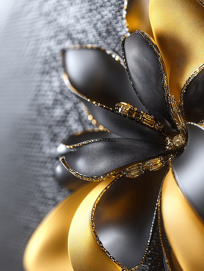 Elegant Black and Gold Ribbon Flower