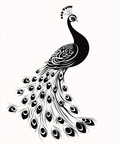 Elegant Black And White Peacock