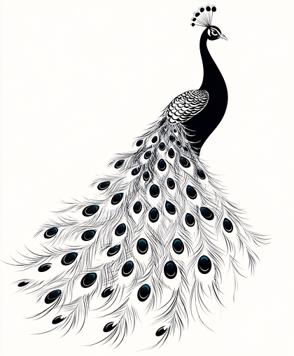 Elegant Black and White Peacock