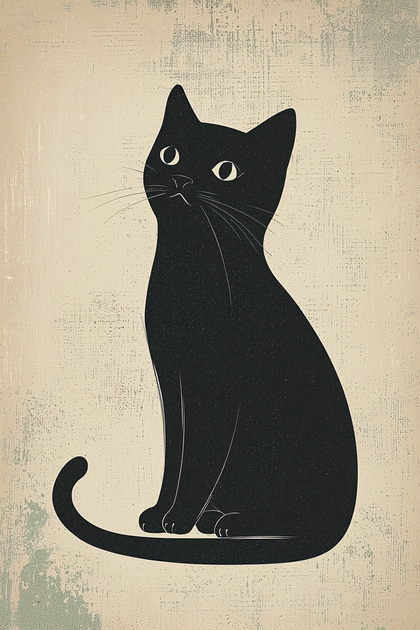 Elegant Black Cat Illustration
