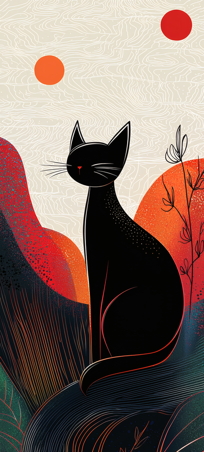 Elegant Black Cat Illustration