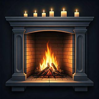 black fireplace glow