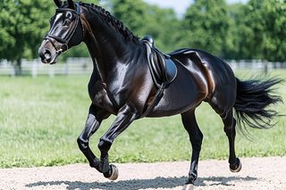 Elegant Black Horse in Motion