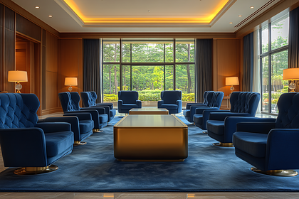 Elegant Blue Lounge Area