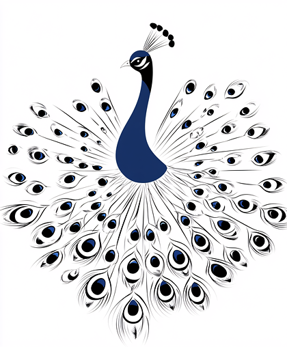 Elegant Blue Peacock Illustration
