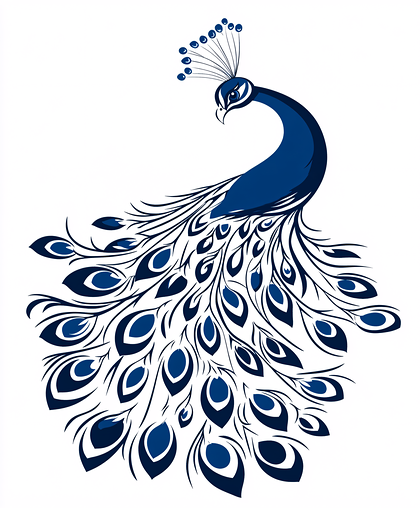 Elegant Blue Peacock Illustration