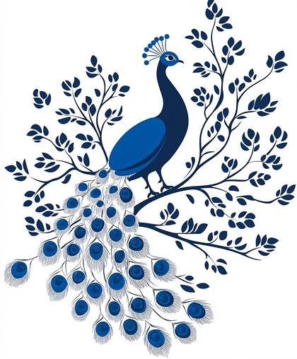 Elegant Blue Peacock Illustration