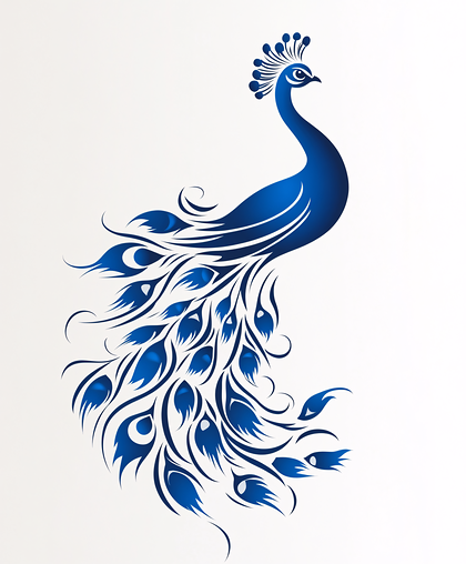 Elegant Blue Peacock Illustration