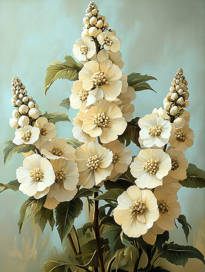 Elegant Cream Flowers Painting