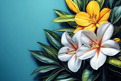 Elegant Floral Arrangement on Teal Background