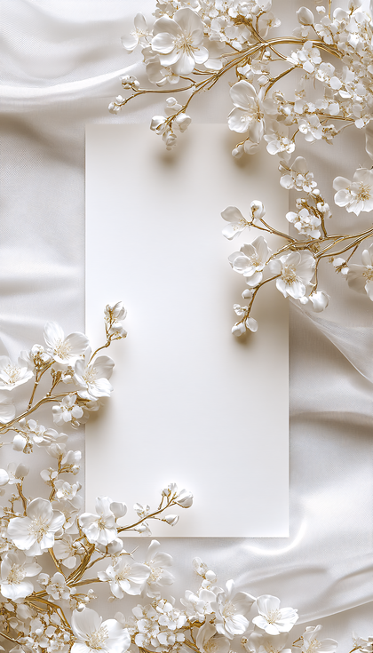 Elegant Floral Frame On Silk