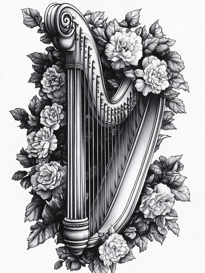 Elegant Floral Harp