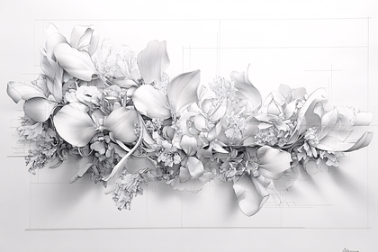 Elegant Floral Line Art Sketch
