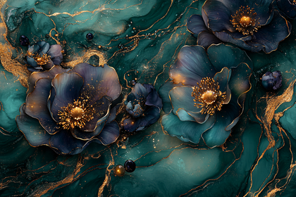 Elegant Floral Teal and Gold