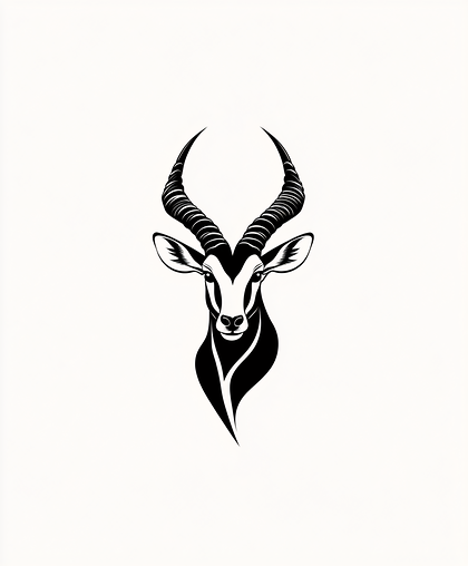 Elegant Gazelle Head Silhouette