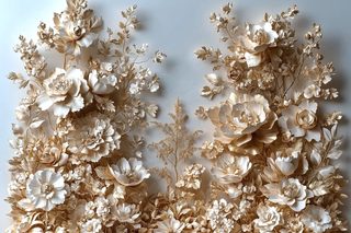 golden floral relief