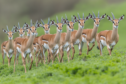 Elegant Impala Herd Grazing In Serene Savannah