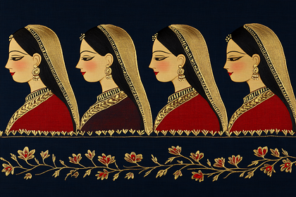 Elegant Indian Women in Traditional Attire Illustration