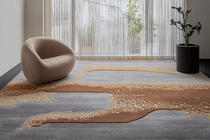 Elegant Interior with Modern Rug and Minimalist Chair