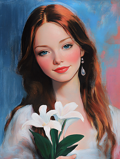 Elegant Lady With Lilies