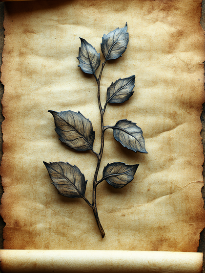 Elegant Leaf Branch on Parchment