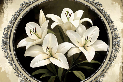 Elegant Lilies in Oval Frame