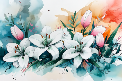 Elegant Lilies Watercolor