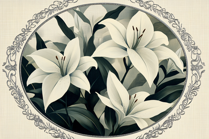Elegant Lily Bouquet Oval Frame