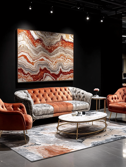 Elegant Living Room with Abstract Art