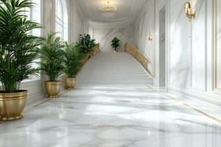 Elegant Marble Hallway With Staircase