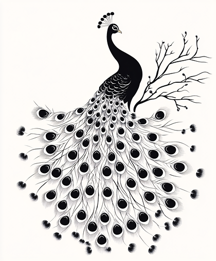 Elegant Monochrome Peacock