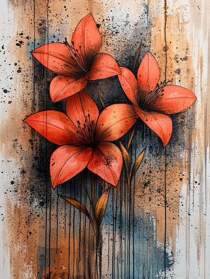 Elegant Orange Lilies Watercolor Painting
