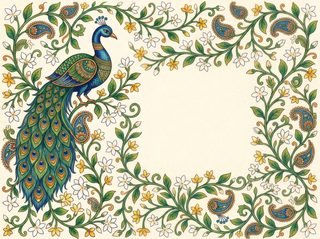 peacock floral frame