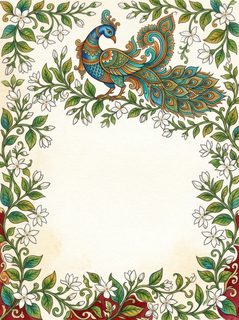 peacock floral frame