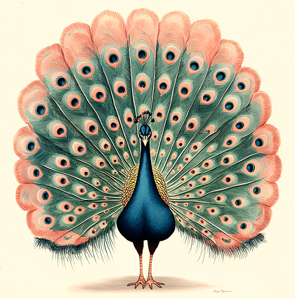 Elegant Peacock Displaying Feathers