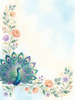 peacock floral frame