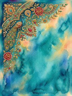 peacock floral watercolor