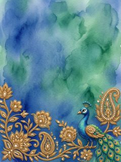 peacock gold watercolor