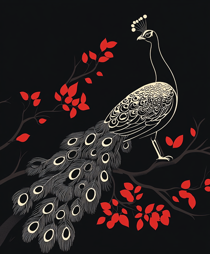 Elegant Peacock on Branch