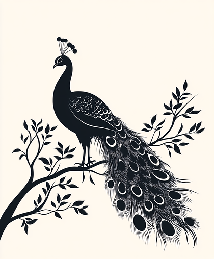 Elegant Peacock Perched on Branch