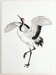 red-crowned-crane-ink