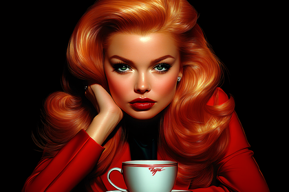 Elegant Redhead with Coffee