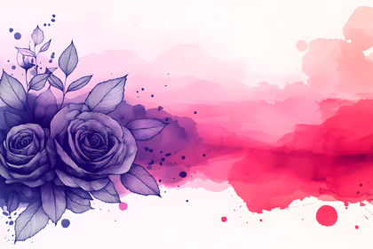 Elegant Rose Bouquet with Watercolor Splash