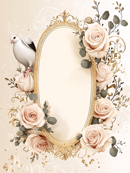 Elegant Rose Frame with Dove