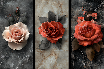 Elegant Rose Triptych Panel