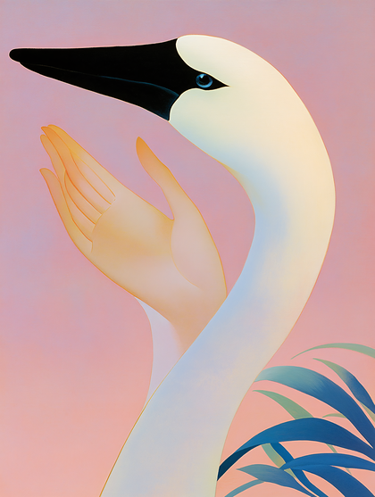 Elegant Swan And Hand
