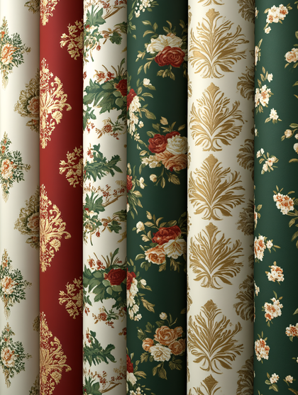 Elegant Wallpaper Rolls With Floral And Damask Patterns