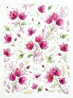 watercolor-bougainvillea-flowers