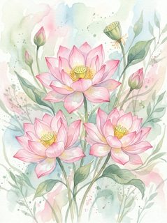 watercolor lotus bouquet